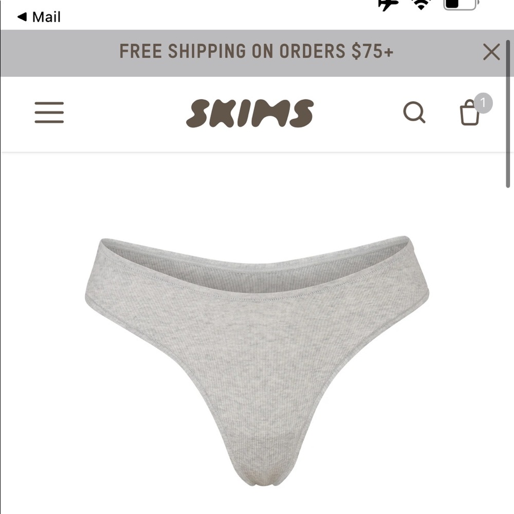 Skims cotton rib dipped thong NWT
